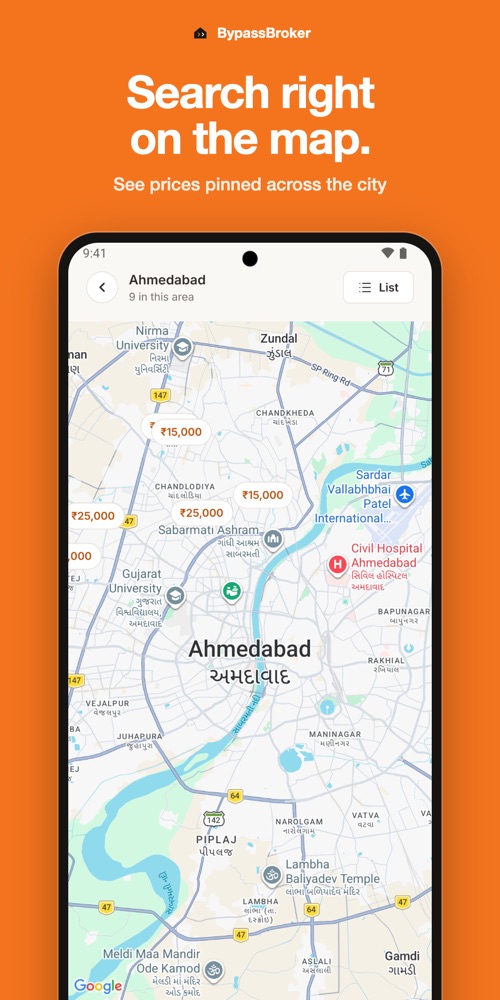 Listings on a map